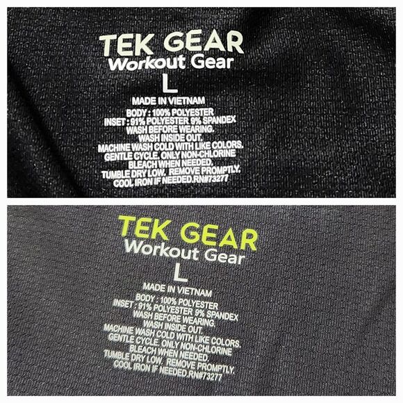 Tek Gear Activewear Top Size Large Drytek 2pcs Black/Gray  Reflective Logo - Picture 11 of 12